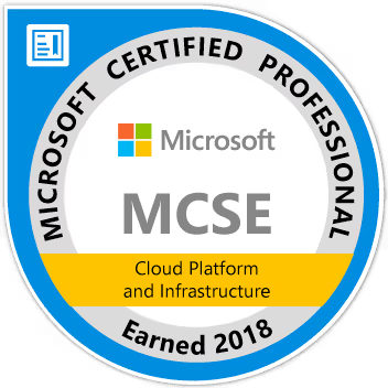 Microsoft MCSE Cloud Platform and Infrastructure Badge